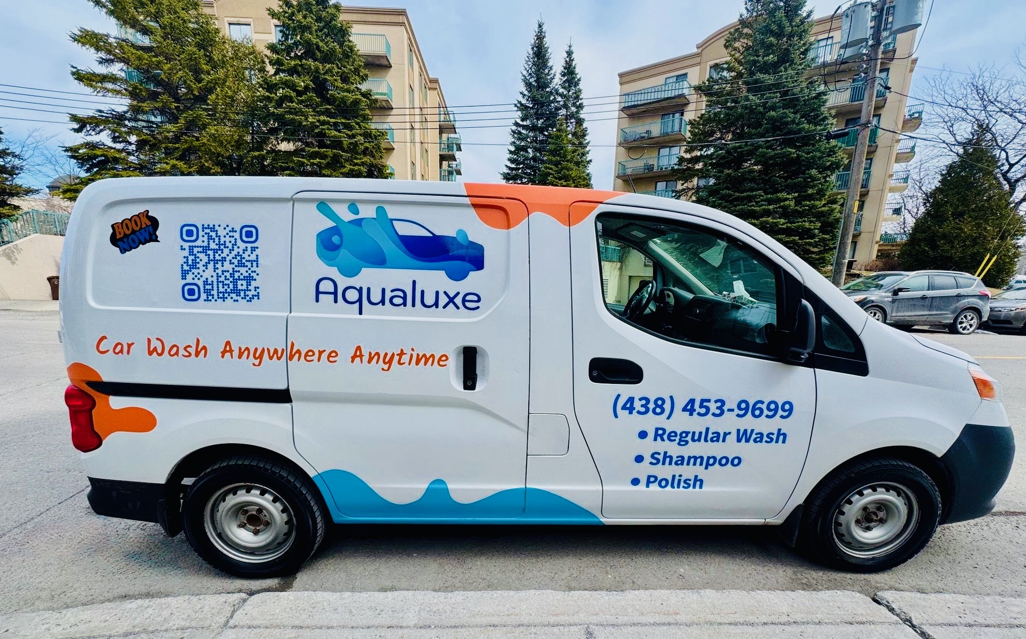 image of aqualuxe company's promotional truck
